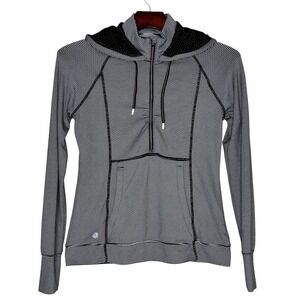 Athleta Women's Heavenly Hail Hoodie Sweatshirt Navy Stripe Half Zip Size‎ Small